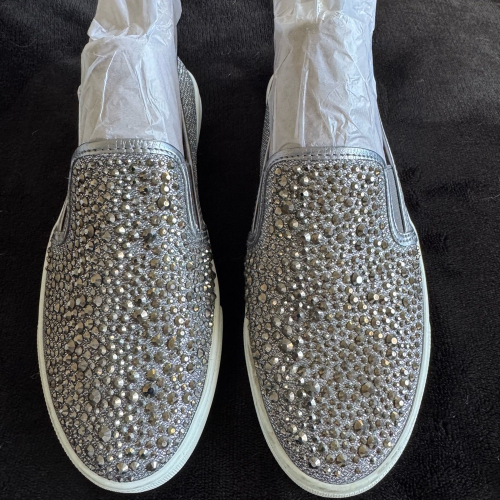 INC International Concepts Silver Embellished Loafers